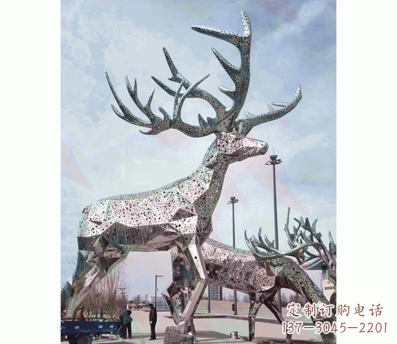 山西精致不锈钢梅花鹿摆件
