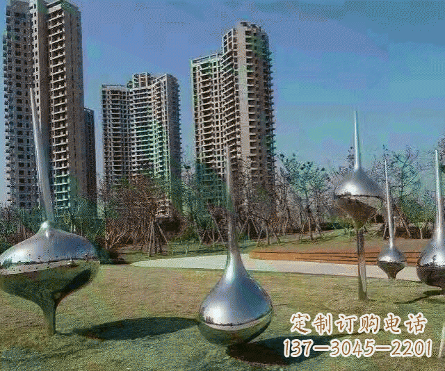 山西小区不锈钢抽象陀螺雕塑