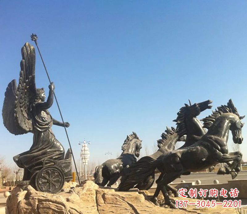山西阿波罗战车小区景观铜雕 (3)