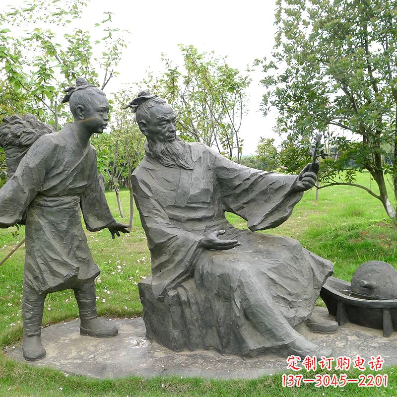 山西八大山人情景雕塑-中国明末清初知名画家朱耷公园情景小品