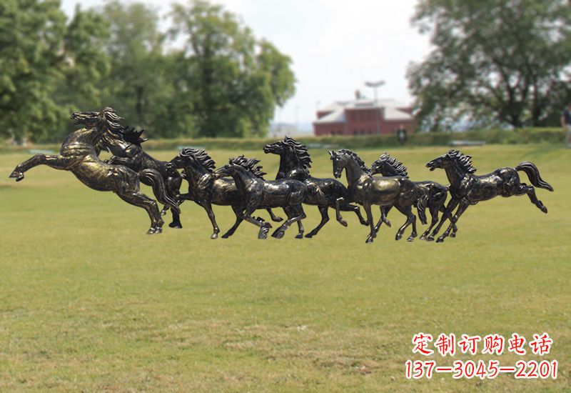 山西八骏图八匹马群铜雕