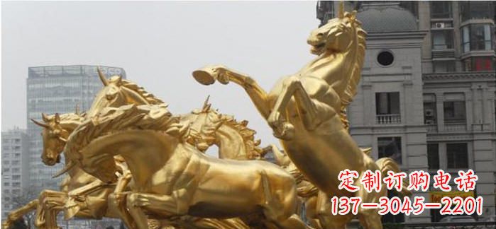 山西八马奔腾铜雕马群
