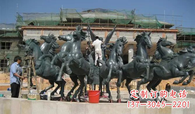 山西八马踏浪阿波罗战车景观铜雕
