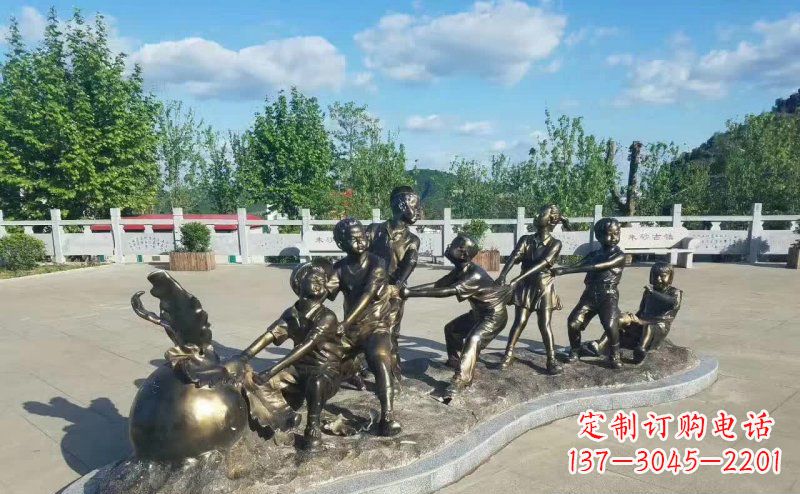山西拔萝卜人物铜雕 (2)