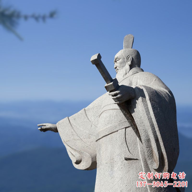 山西霸气无双秦始皇石雕像