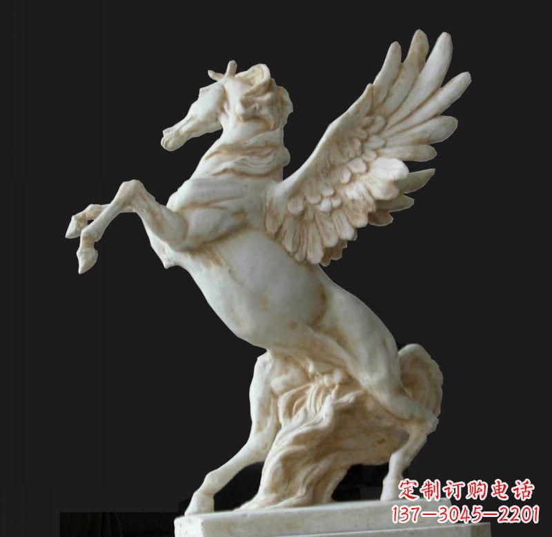 山西白色飞马石雕
