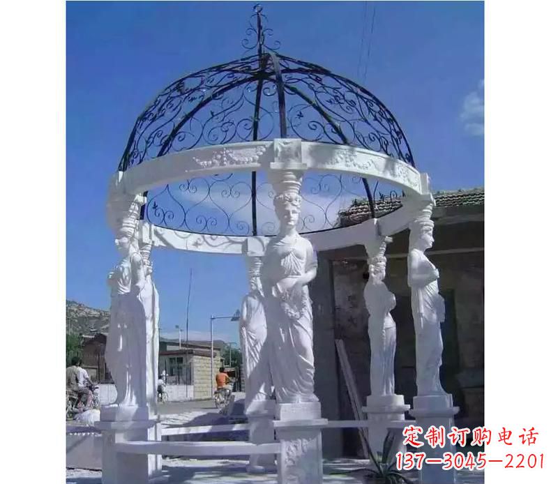 山西白色欧式石头凉亭