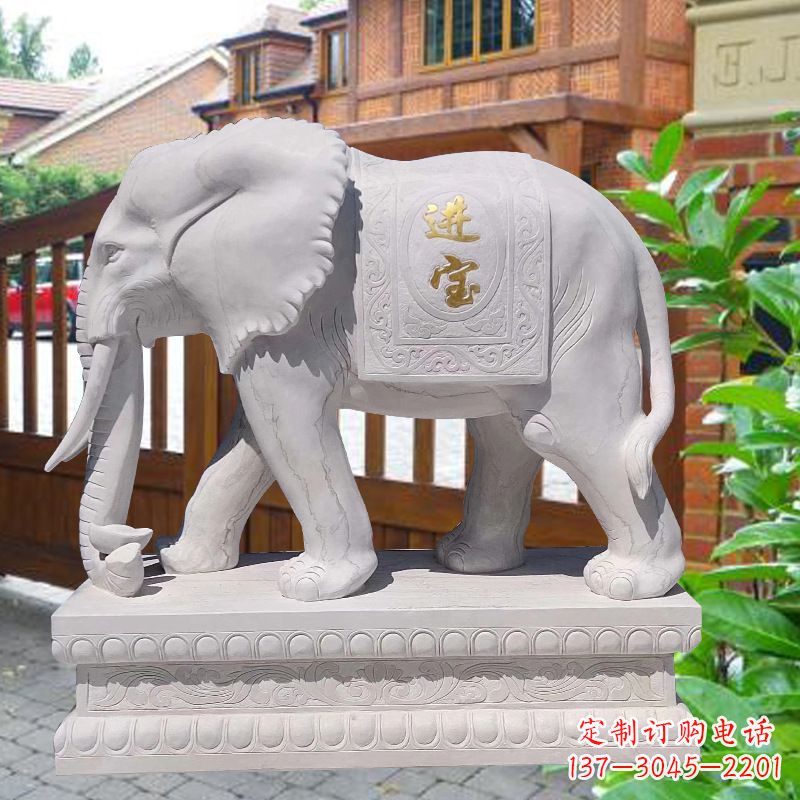 山西白石雕大象