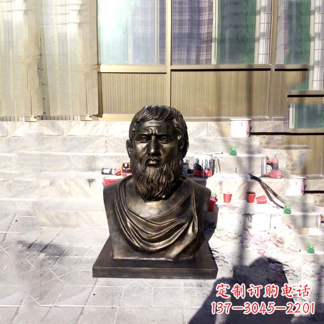 山西柏拉图仿铜头像-玻璃钢仿铜世界名人雕塑