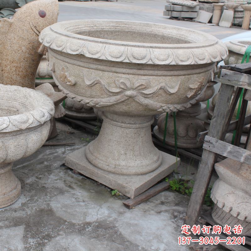 山西杯型公园石雕花盆