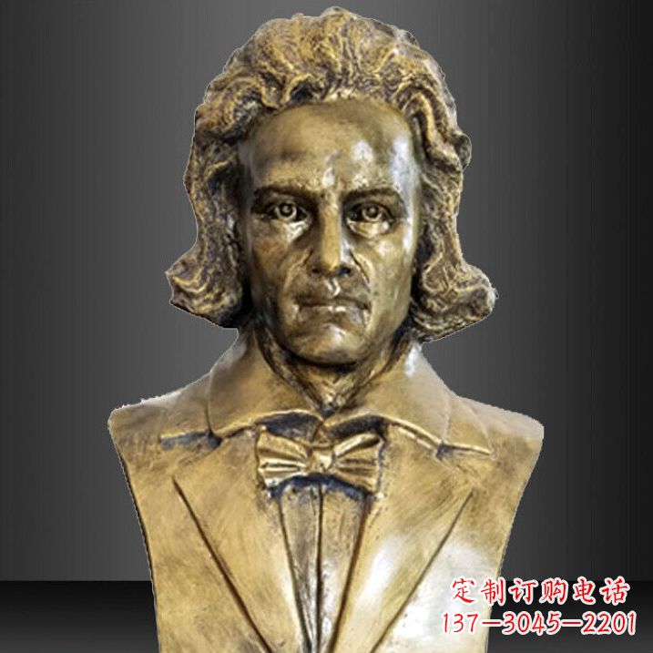 山西贝多芬雕塑作品-纯铜铸造名人胸像