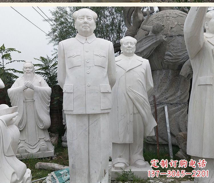 山西背手的毛主席汉白玉伟人石雕