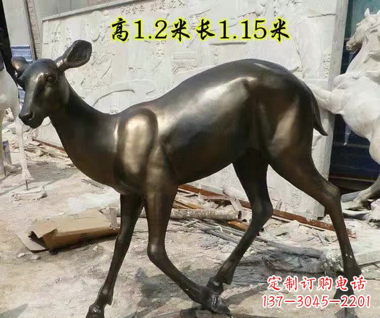 山西奔跑的小鹿铜雕 (2)