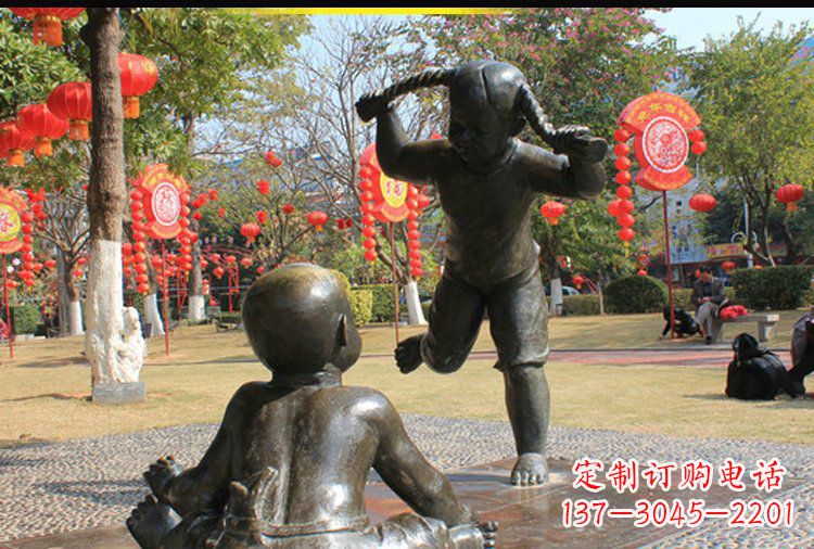 山西表演的儿童公园人物铜雕塑
