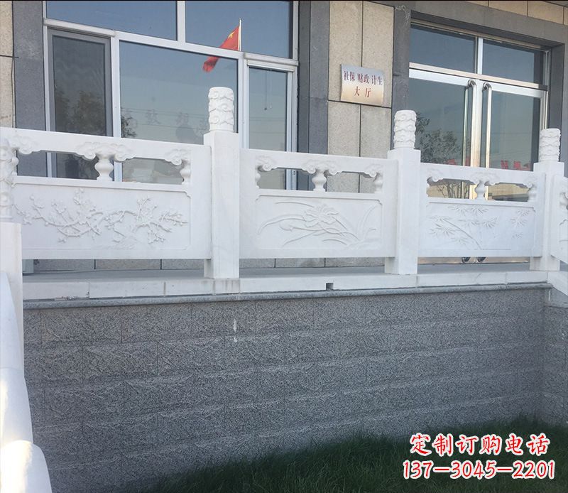 山西别墅汉白玉栏板景观石雕 (2)