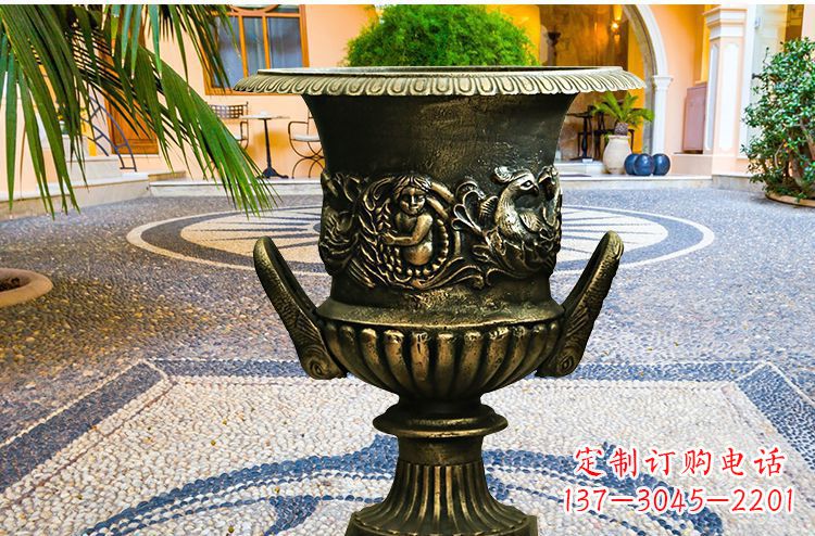山西别墅花盆铜雕