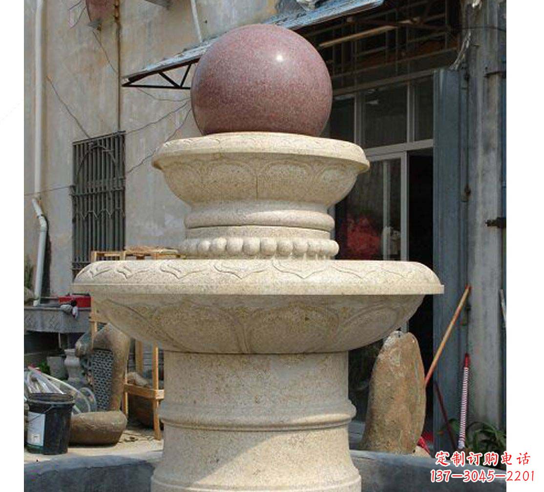 山西别墅景观大理石风水球喷泉雕塑
