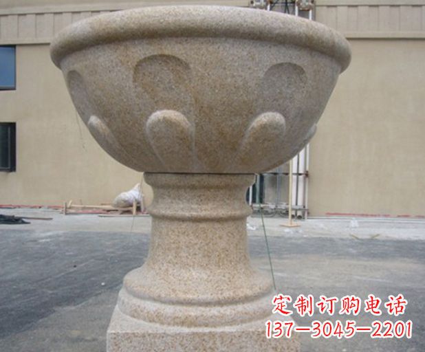 山西别墅景观大理石花盆石雕 (3)