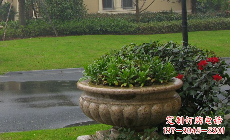 山西别墅景观大理石花盆石雕 (4)