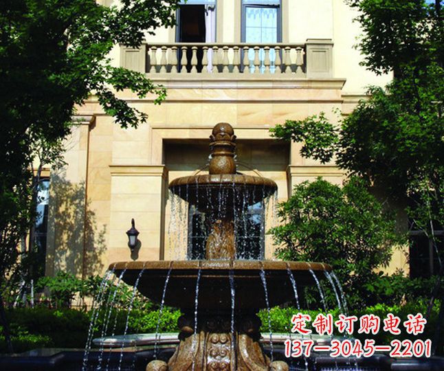 山西别墅景观多层喷泉石雕 (2)