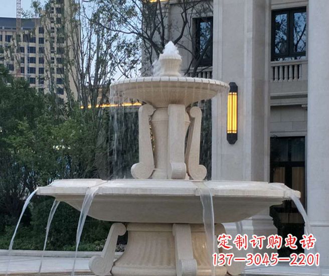 山西别墅景观汉白玉喷泉石雕 (2)