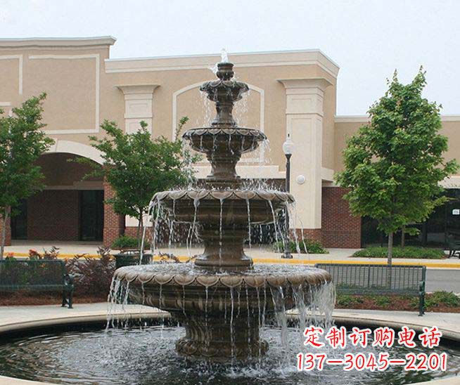 山西别墅景观石雕多层喷泉雕塑 (3)