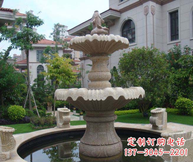 山西别墅景观石雕多层喷泉雕塑