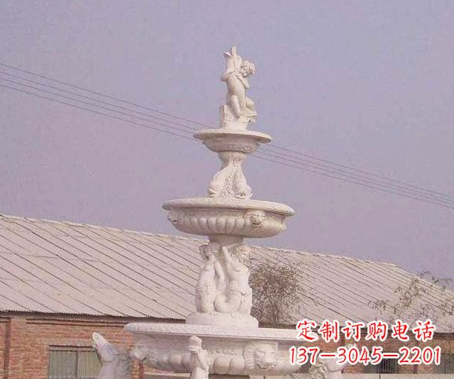 山西天使般的宁静——别墅景观天使喷泉石雕