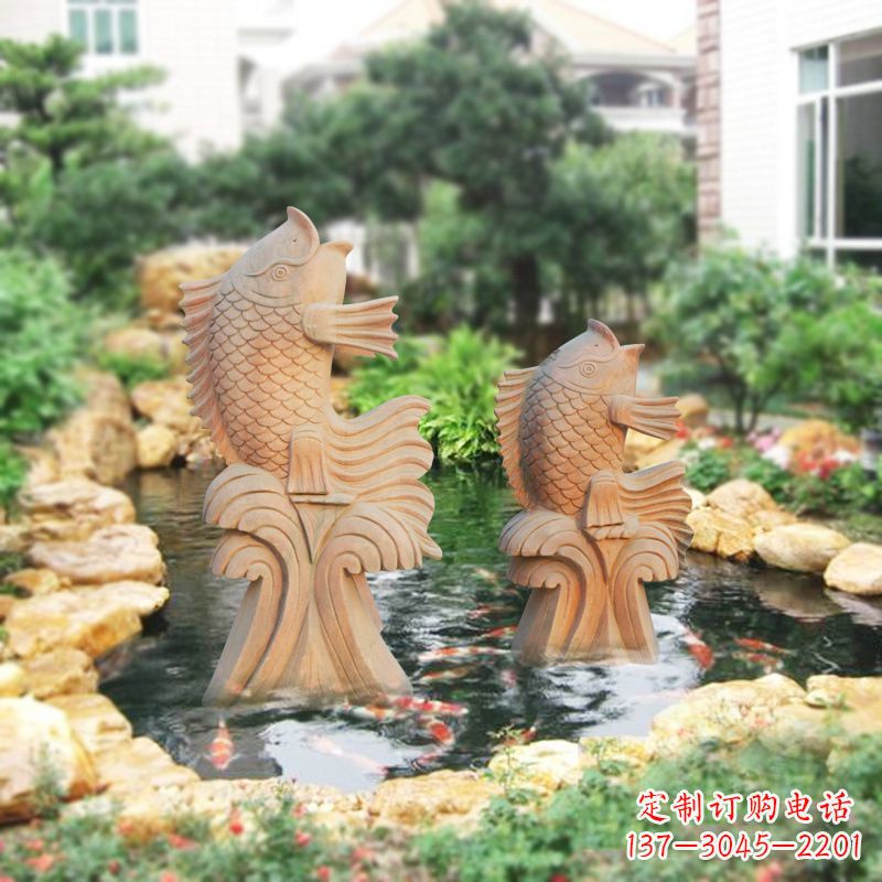 山西别墅庭院吉祥招财石雕鱼喷泉雕塑