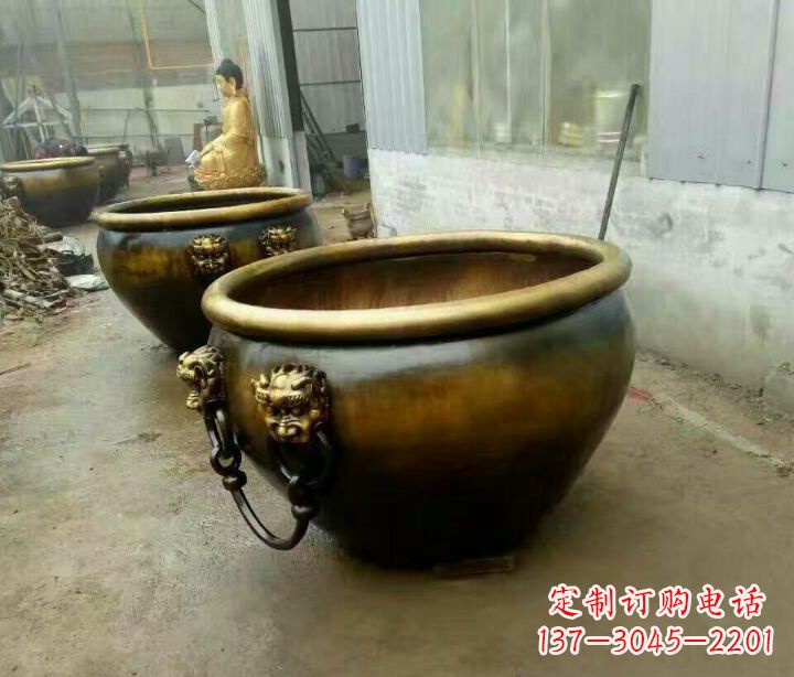 山西精致的铜制家居摆件——水缸铜雕塑