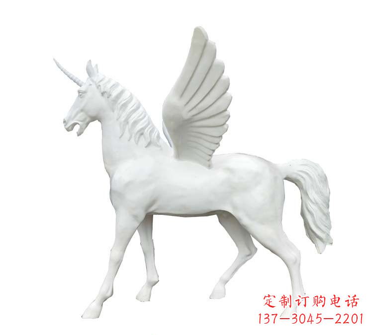 山西玻璃钢白色飞马雕塑