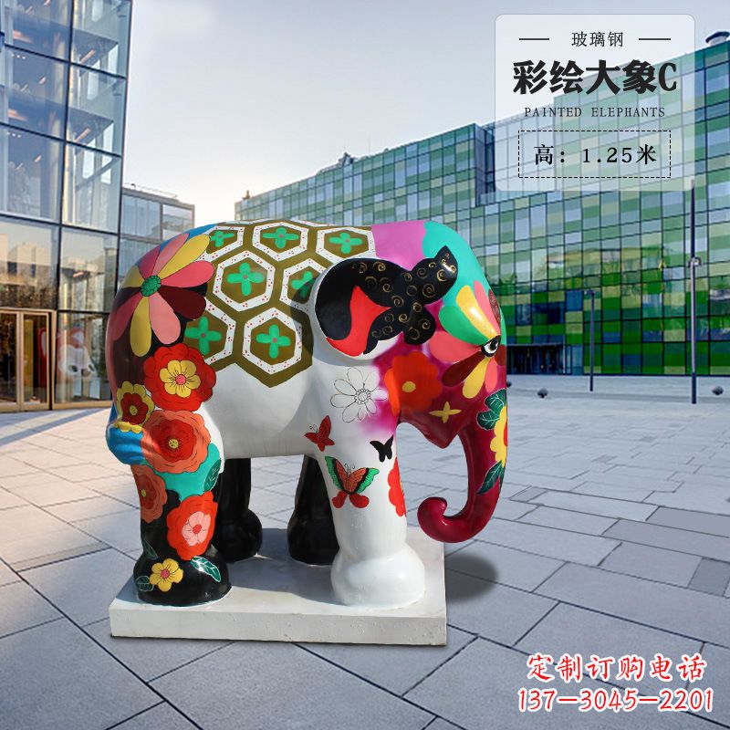 山西玻璃钢彩绘大象雕像让大象变得更加活跃