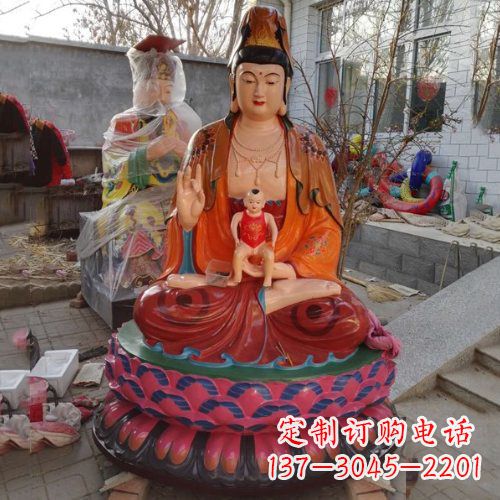 山西玻璃钢彩绘送子观音雕塑