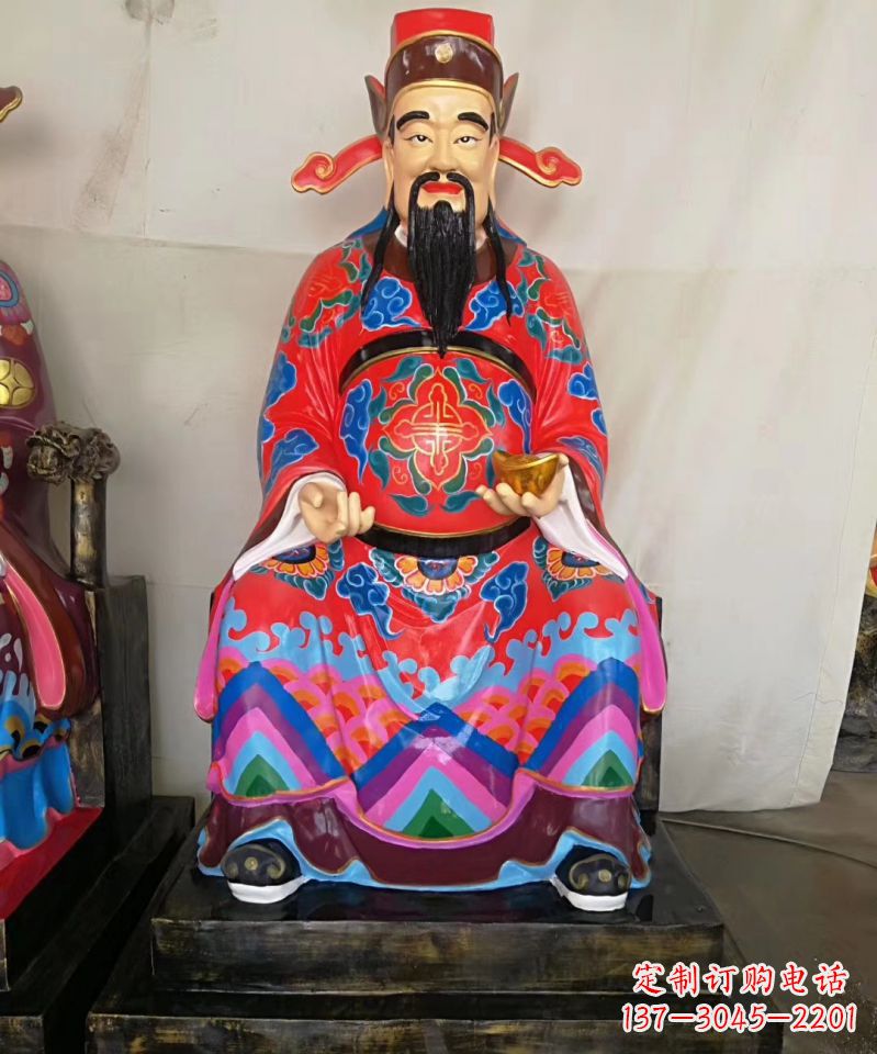 山西玻璃钢彩绘文财神神像雕塑