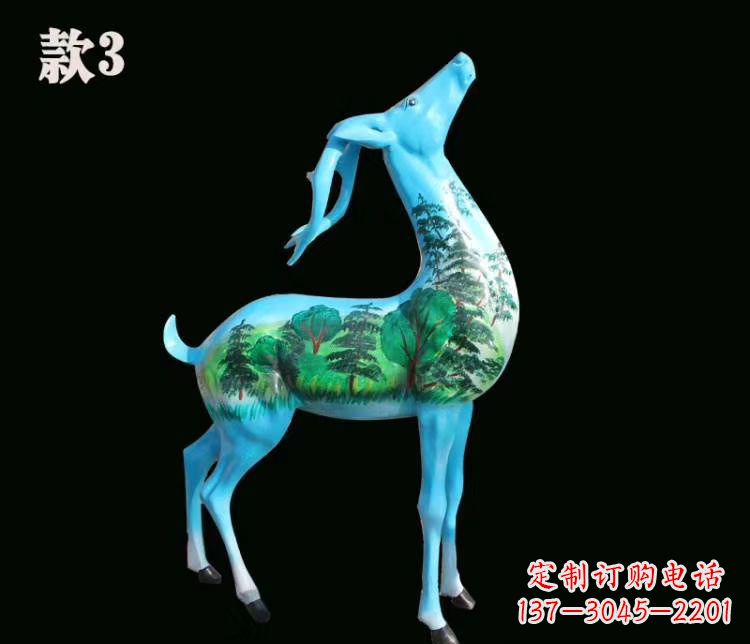 山西玻璃钢彩绘艺术小鹿雕塑精美的艺术品