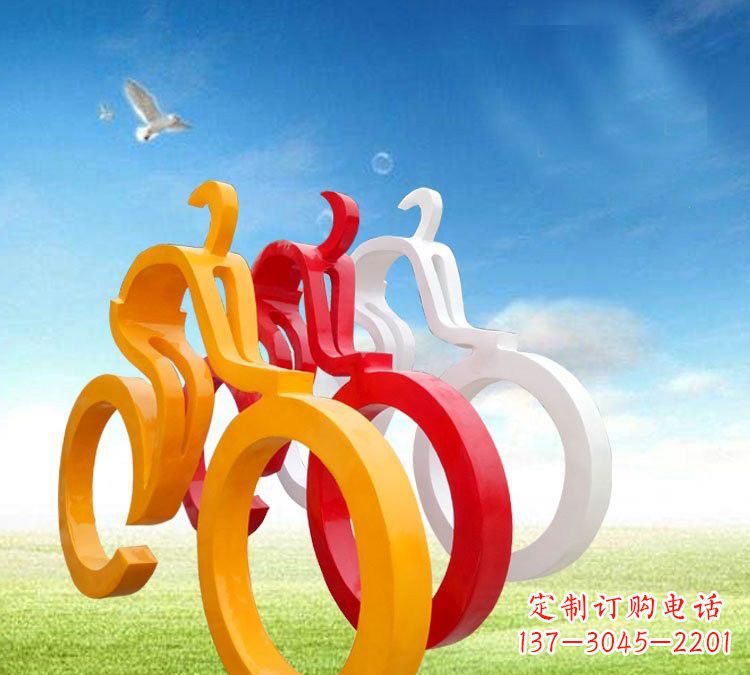 山西玻璃钢艺术自行车雕塑