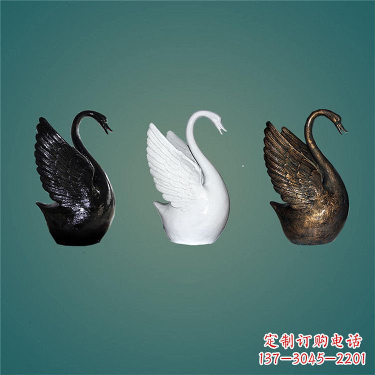 山西玻璃钢制天鹅雕塑,点缀水景水池