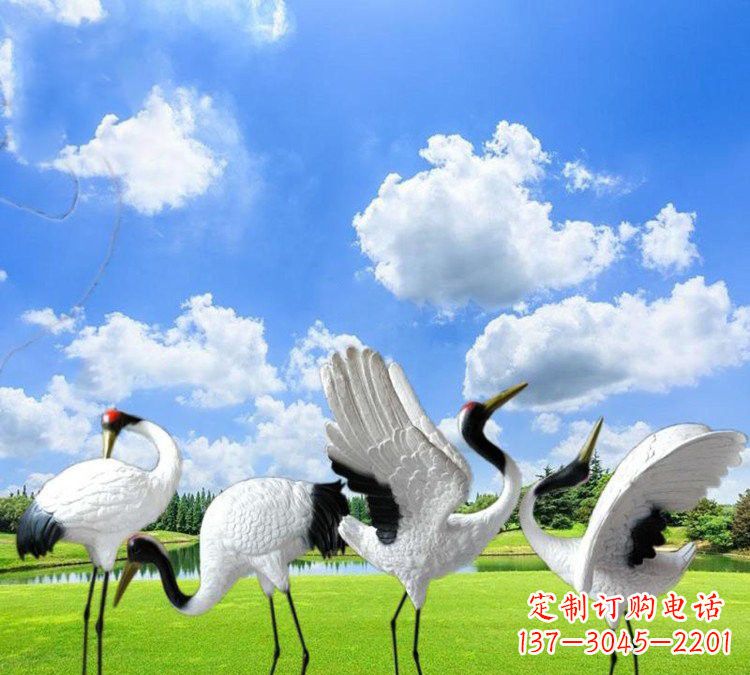 山西玻璃钢丹顶鹤雕塑——一件艺术精品