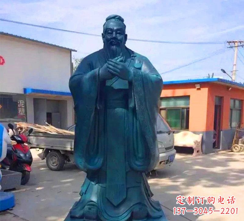 山西玻璃钢仿青铜孔子雕塑传承中华文化