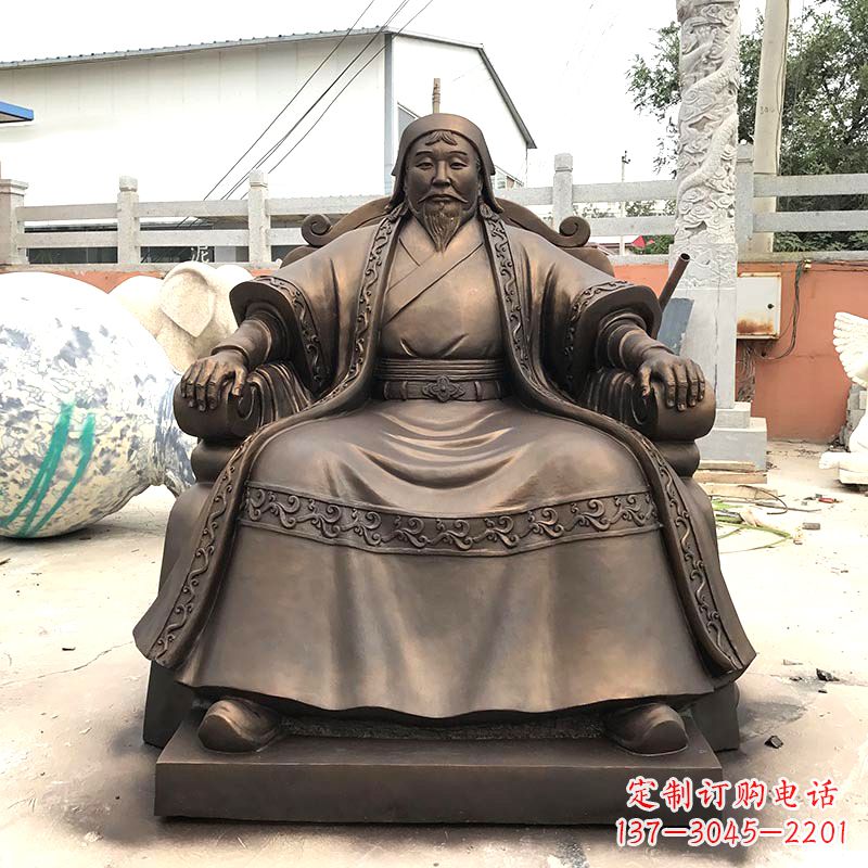 山西成吉思汗玻璃钢仿铜雕塑