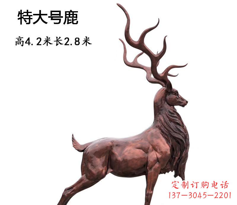 山西玻璃钢仿铜大型驯鹿雕塑广场景观动物雕塑