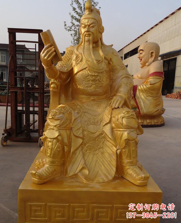 山西玻璃钢仿铜关公雕塑——传承春秋精神