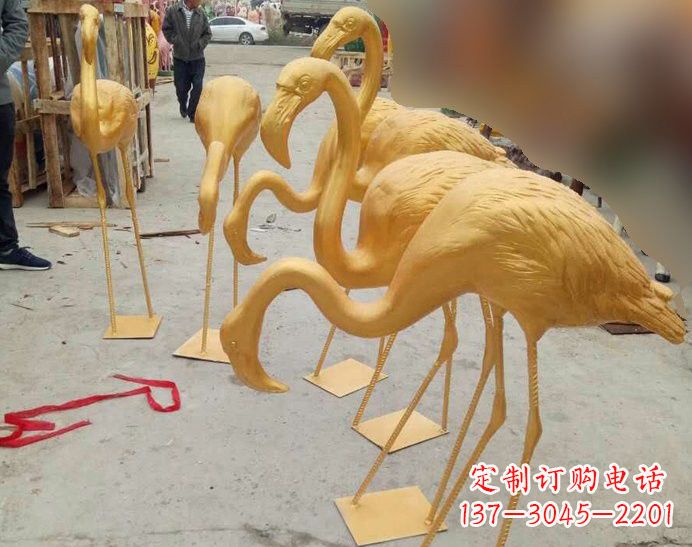 山西火烈鸟雕塑仿铜雕塑的精美杰作