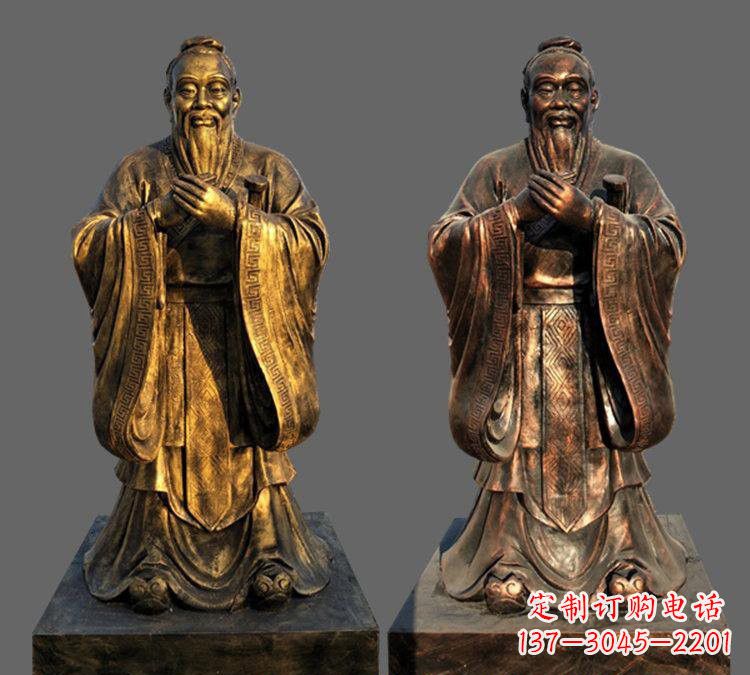 山西玻璃钢仿铜孔子校园名人