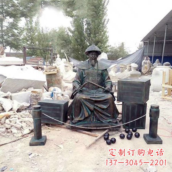 山西玻璃钢仿铜林则徐销烟雕塑