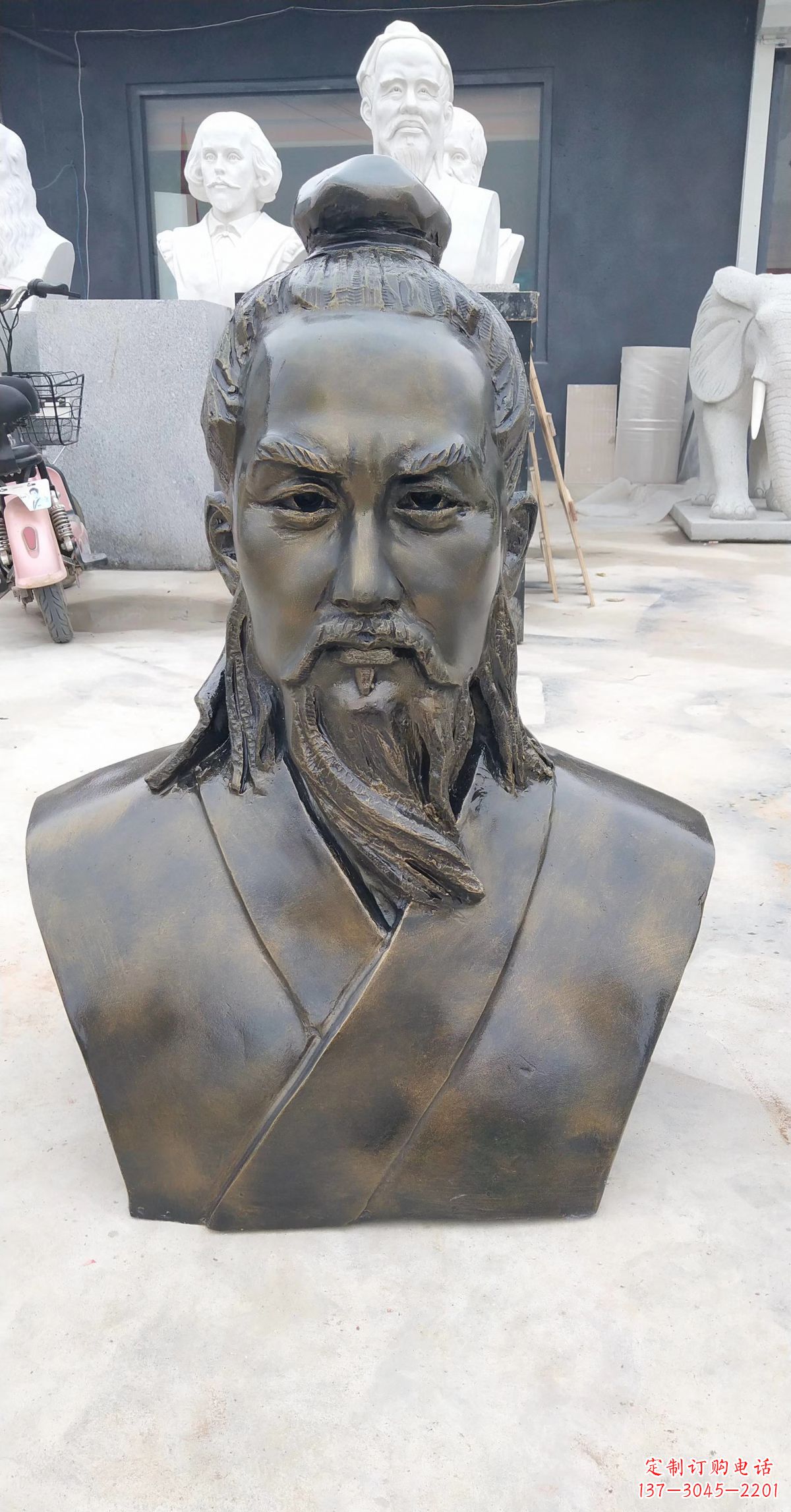 山西玻璃钢鲁班头像雕塑传承传统雕刻技艺