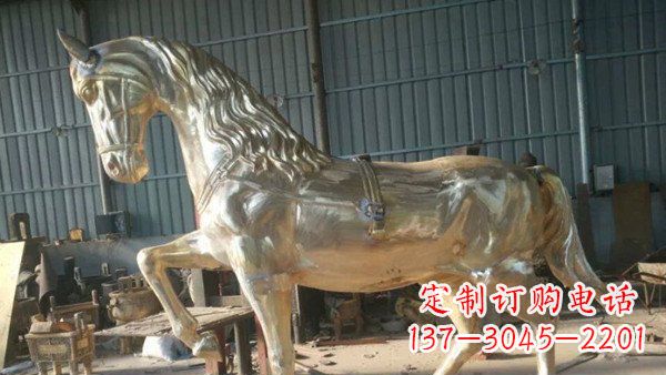 山西玻璃钢仿铜马公园动物雕塑
