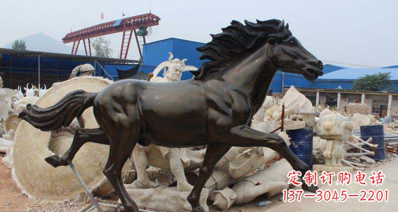 山西玻璃钢仿铜马广场动物雕塑