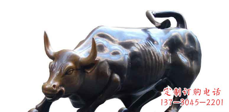 山西玻璃钢仿铜牛公园动物雕塑_2