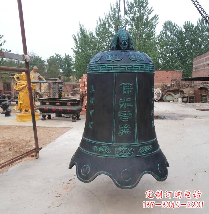 山西玻璃钢铜钟雕塑精美外观,持久耐用